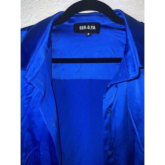 Ser.o.ya Karry Shirt 95% Silk Size Small Blue Collared Blouse Retail $395 X - Picture 11 of 15